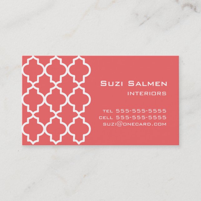 Moroccan Coral Dreams Business Card (Front)