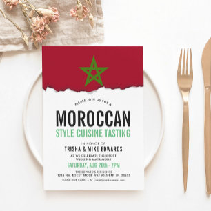 Moroccan Cuisine Party Flag White Invite