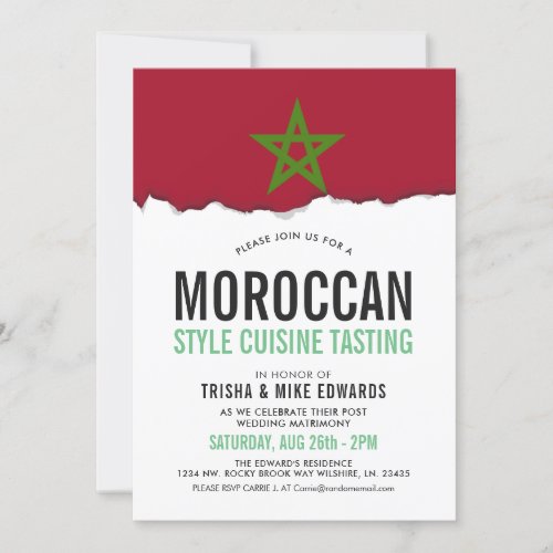 Moroccan Cuisine  Party Flag White Invite