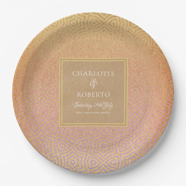 Moroccan Desert Chic Wedding Paper Plates (Front)