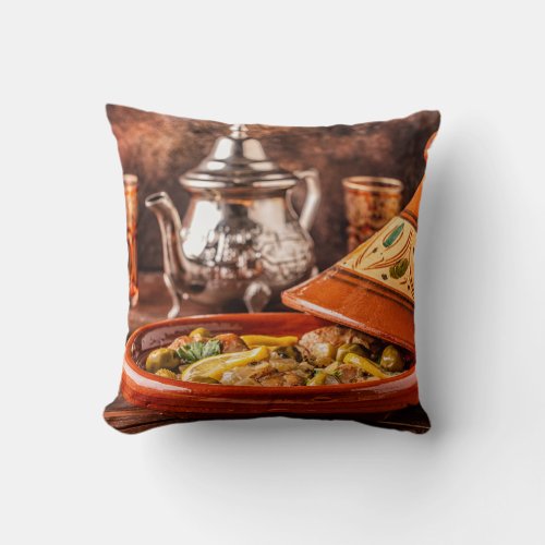 Moroccan dishes throw pillow