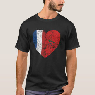 Moroccan Dutch Flag Heart  Netherlands Morocco Fla T-Shirt