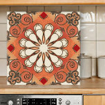 Moroccan Earth Pattern Geometric Ceramic Tile<br><div class="desc">A modern design tile featuring an abstract floral geometric pattern inspired by Moroccan and Mediterranean art in warm earth tones. Beautiful for a bathroom or kitchen</div>