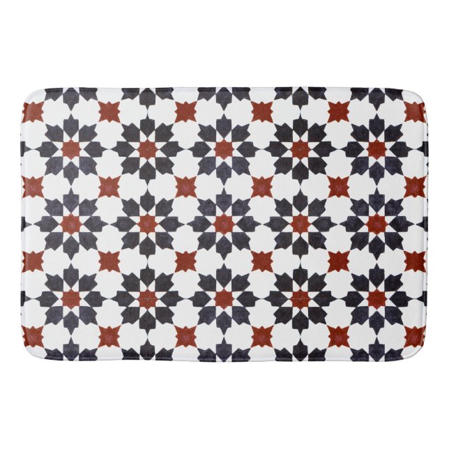 Moroccan Eight Point Star Pattern Bathroom Mat (Front)