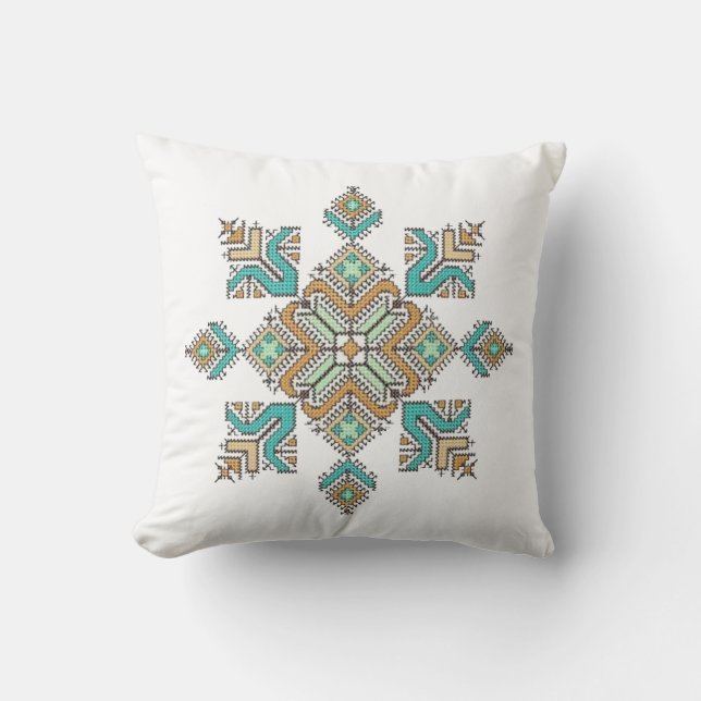 Moroccan Embroidery Star Throw Pillow (Front)