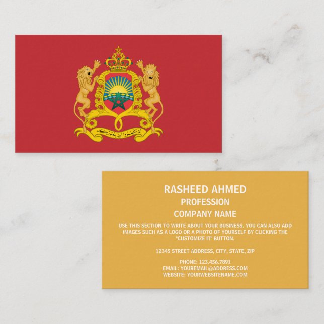 Moroccan Flag & Coat of Arms, Flag of Morocco Business Card (Front/Back)