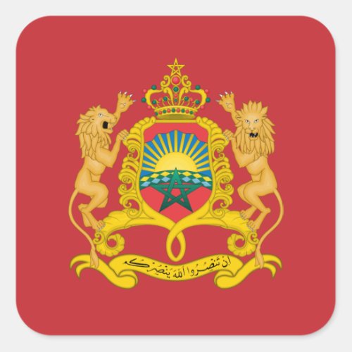Moroccan Flag  Coat of Arms Flag of Morocco Square Sticker