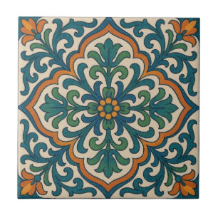 Moroccan Floral Medallion Ceramic Tile