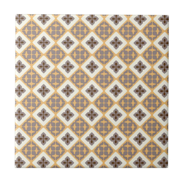 Moroccan Floral Tile Pattern Apricot Mauve (Front)