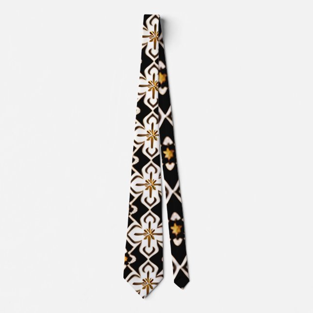 Moroccan Flowers in Rhombus Floral Pattern Neck Tie (Front)
