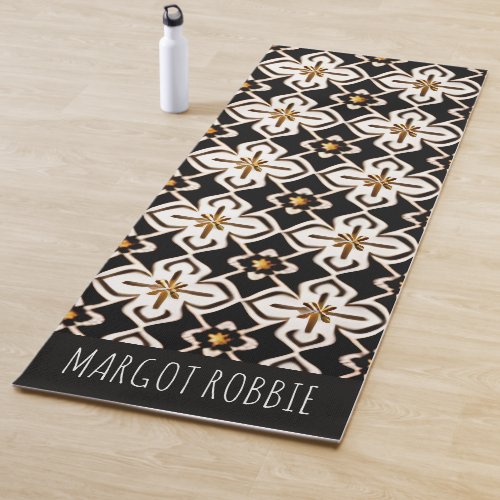 Moroccan Flowers in Rhombus Floral Pattern Yoga Mat
