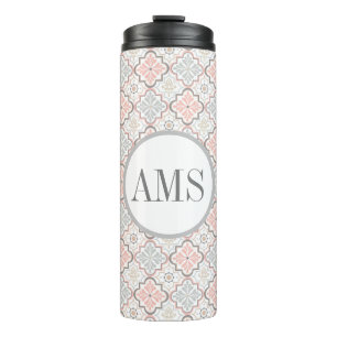 Moroccan Flowers Monogram Personalized Thermal Tumbler
