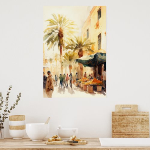 Moroccan food market poster