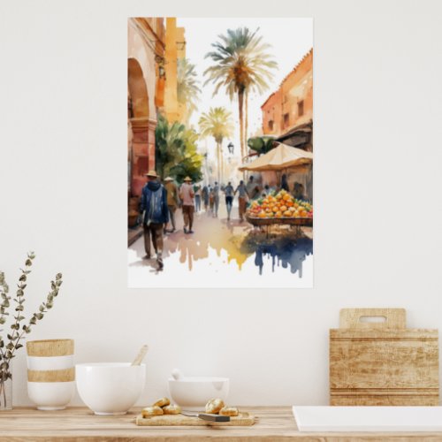 Moroccan food market poster