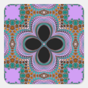 Moroccan Geometric Floral Pattern Square Sticker