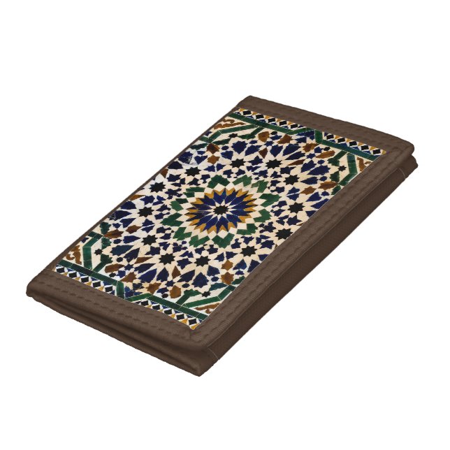 Moroccan Geometric Mosaic Pattern Leather Wallet | (Bottom)