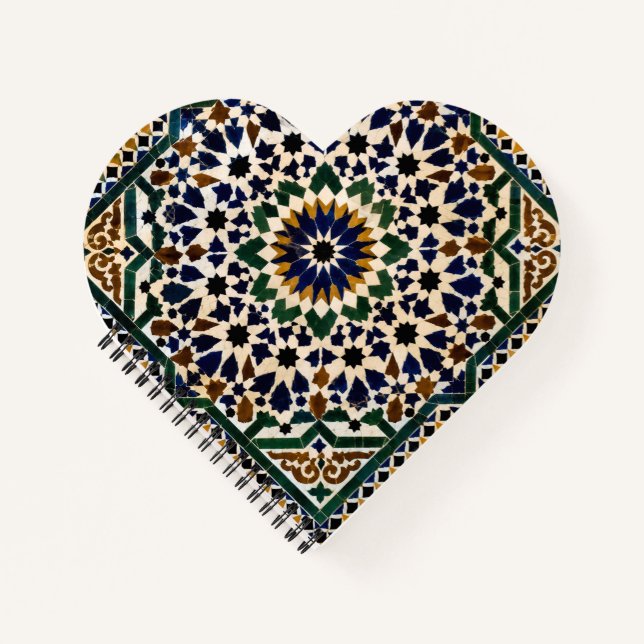 Moroccan Geometric Mosaic Pattern Leather Wallet | Notebook (Front)
