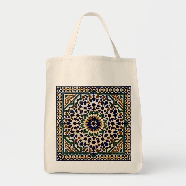 Moroccan Geometric Pattern Ceramic Storage Jar | I Tote Bag (Front)