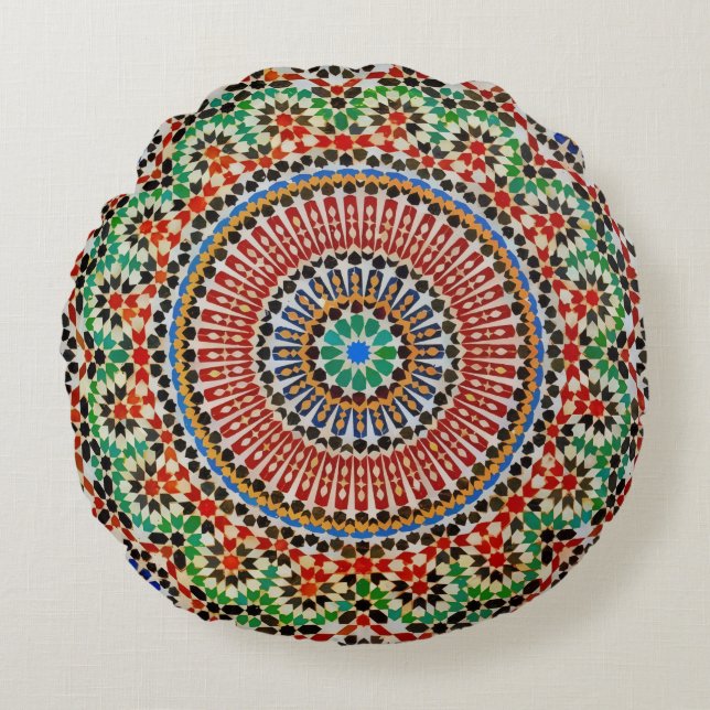 Moroccan Geometric Pattern  Round Pillow (Front)