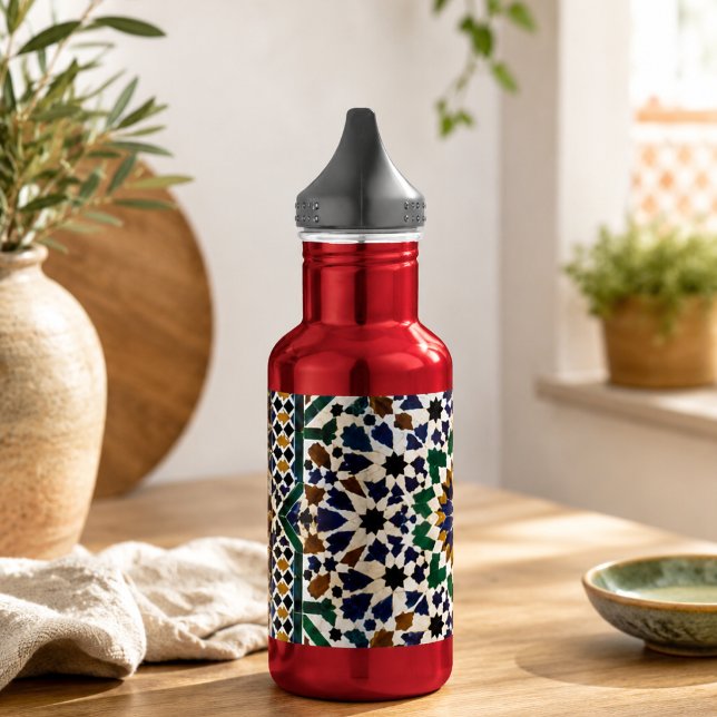 Moroccan Geometric Tile Pattern Kids Water Bottle  (Creator Uploaded)