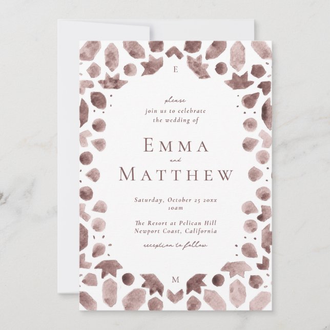 Moroccan Geometric Tiles Wedding Invitation (Front)