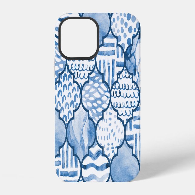 Moroccan geometric, watercolor seamless pattern. iphone case (Back)