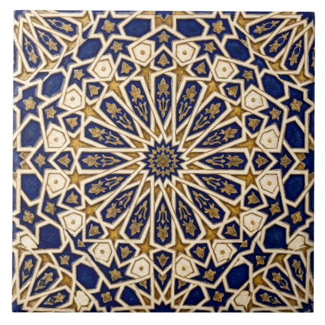 Moroccan Girih Geometric Ceramic Tile (Front)