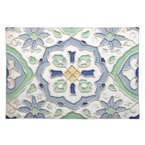 Moroccan Green and Blue Print Placemat