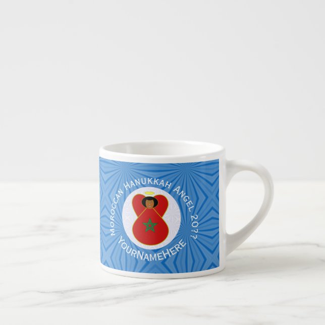 Moroccan Hanukkah Angel Flag Personalized  Espresso Cup (Right)