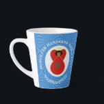 Moroccan Hanukkah Angel Flag Personalized  Latte Mug<br><div class="desc">The flag of Morocco is worn by this angel on a latte mug. Designed to share Moroccan heritage in Hanukkah decor, the Angel flies inside a circle of white squiggly squares. It is all on a background of blue squiggly squares. Change the ?? to customize and reflect a special year....</div>