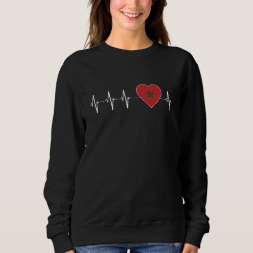 Moroccan Heartbeat I Love Morocco Flag Heart Pride Sweatshirt