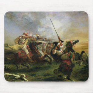 Moroccan horsemen in military action, 1832 mouse pad