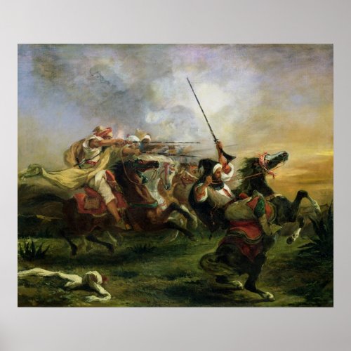 Moroccan horsemen in military action 1832 poster