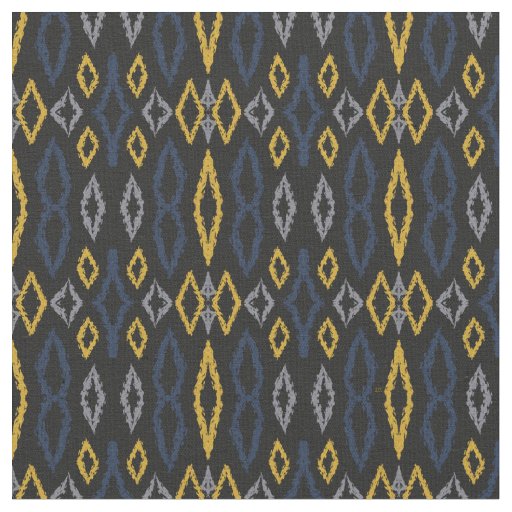 Moroccan Ikat Black Yellow Blue Pattern  Fabric