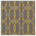 Moroccan Ikat Blue Yellow Brown Pattern  Fabric