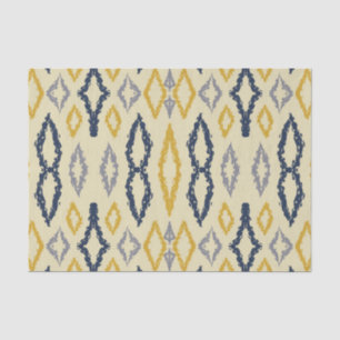 Moroccan Ikat Blue Yellow Pattern Tissue Paper