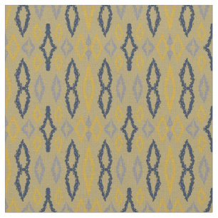 Moroccan Ikat Blue Yellow Rustic Pattern Fabric