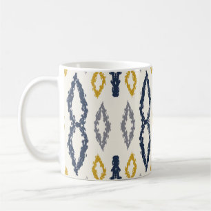 Moroccan Ikat Blue Yellow White Pattern Coffee Mug