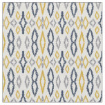 Moroccan Ikat Blue Yellow White Pattern  Fabric