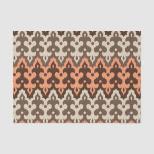 Moroccan Ikat Damask, Brown, Taupe & Coral Tissue Paper