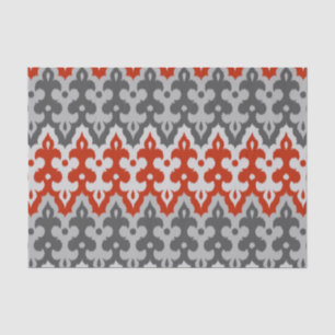 Moroccan Ikat Damask, Graphite Gray and Red Tissue Paper