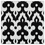 Moroccan Ikat Damask Pattern, Black and White Fabric