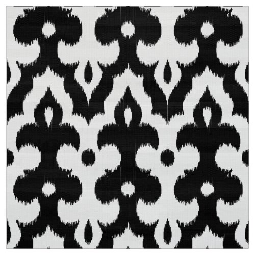 Moroccan Ikat Damask Pattern Black and White Fabric