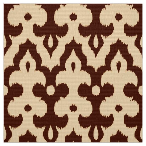 Moroccan Ikat Damask Pattern, Brown and Tan Fabric
