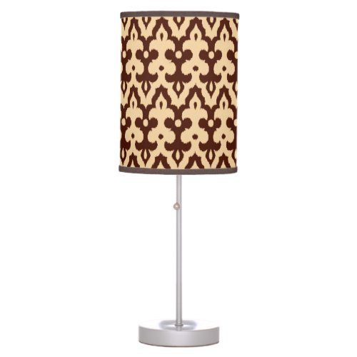 Moroccan Ikat Damask Pattern Brown and Tan Table Lamp