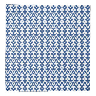 Moroccan Ikat Damask Pattern, Cobalt Blue & White Duvet Cover
