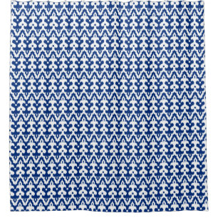 Moroccan Ikat Damask Pattern, Cobalt Blue & White Shower Curtain