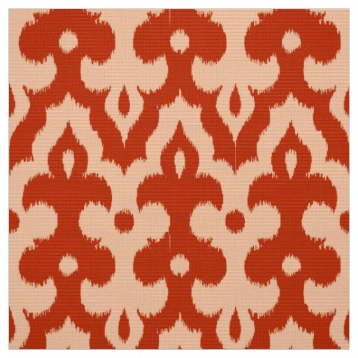 Moroccan Ikat Damask Pattern, Mandarin Orange Fabric