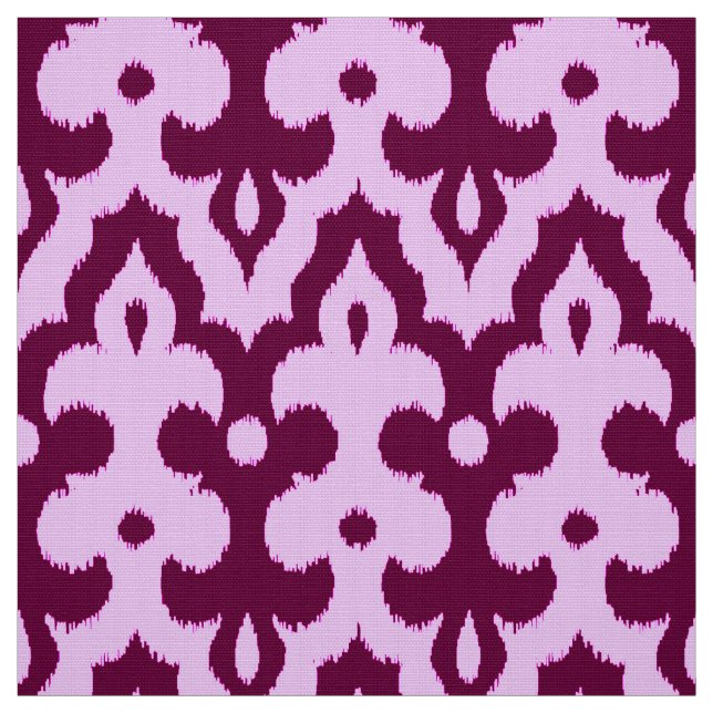 Moroccan Ikat Damask Pattern, Plum and Orchid Fabric (Swatch)