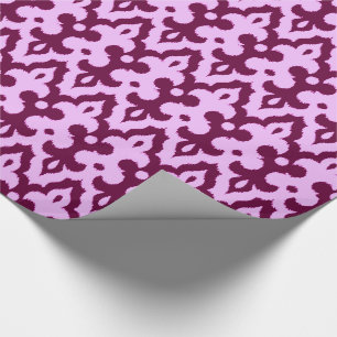 Moroccan Ikat Damask Pattern, Plum and Orchid Wrapping Paper